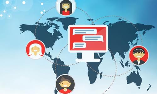 World map with icons representing global crowdfunding events setup